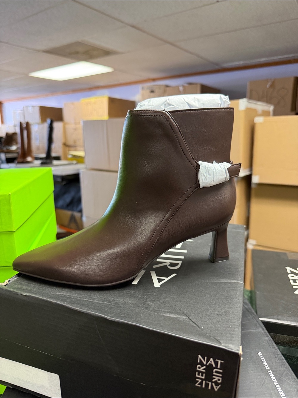 Naturalizer Tucker Dark Brown Pointed-Toe Leather Ankle Bootie